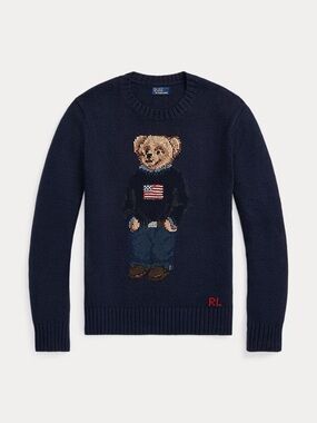 NEW Ralph Lauren Navy Bear Teddy Bear  Crewneck Sweater